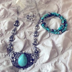 Turquoise and silver set